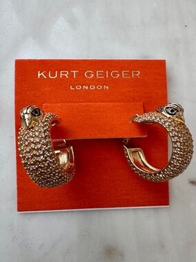 Women KURT GEIGER LONDON Eagle Thick Hoop Earrings Gold Tone Signature Eagle